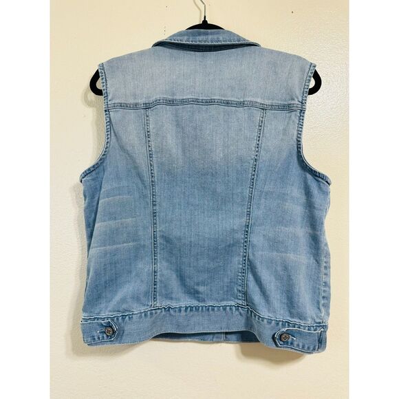 Laurie Felt Women's Button Front Denim Vest Size M Light Sky - Picture 3 of 5